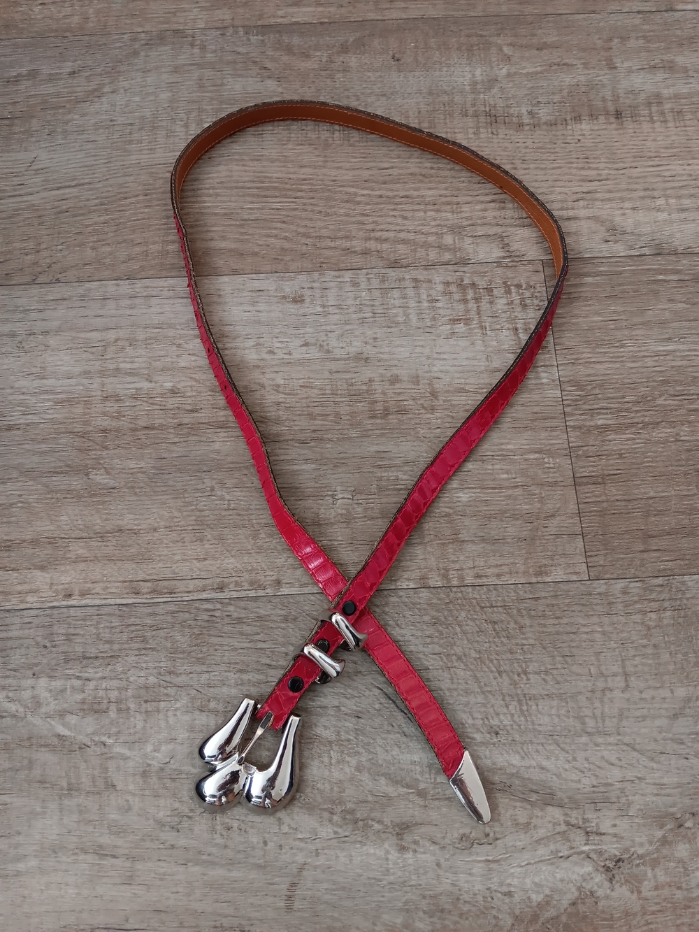 Vintage 80s MZ of New York Red Reptile Skin Belt